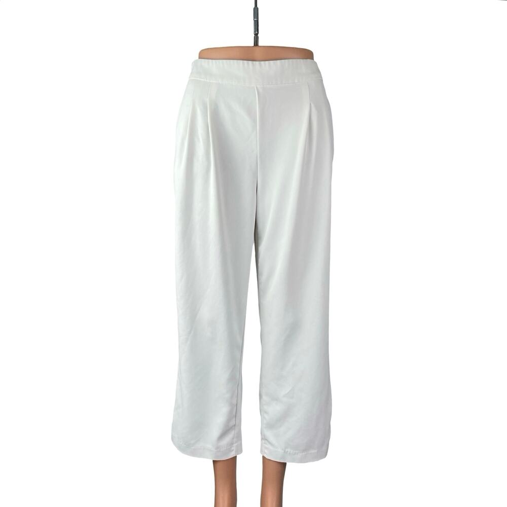 Rachel Zoe Women's White Pleated High Rise Palazzo Wide Leg Trousers Pants Sz 4